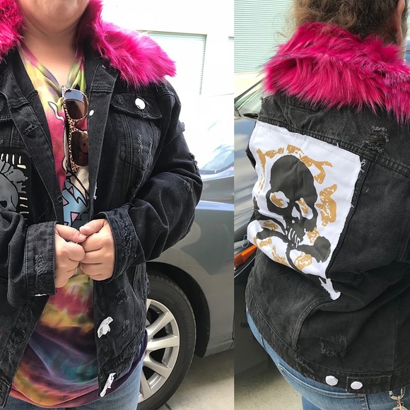 Fourever Funky Jackets & Blazers - Plus Size Destroyed Skull Furry Coat ONE LEFT! 🖤